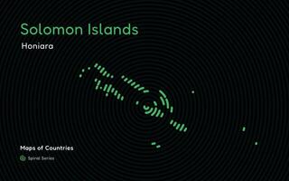 creatief kaart van Solomon eilanden. politiek kaart. honiara. hoofdstad. wereld landen vector kaarten serie. spiraal vingerafdruk serie