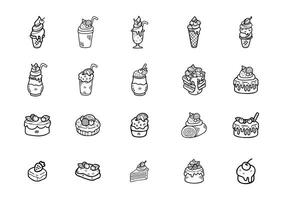 tekening desserts bakkerij zwart en wit kleur reeks vector