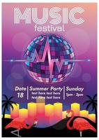 zonsondergang strandfeest disco house muziekfestival poster voor feest vector