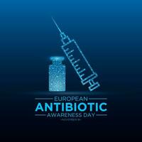 vector illustratie Aan de thema van Europese antibiotica bewustzijn dag, november 18. Europese antibiotica bewustzijn dag sjabloon voor banier, poster met achtergrond.