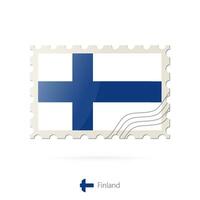 port postzegel met de beeld van Finland vlag. vector