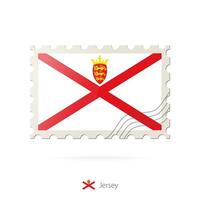 port postzegel met de beeld van Jersey vlag. vector