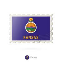 port postzegel met de beeld van Kansas staat vlag. vector