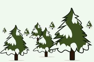 vector verzameling van pijnboom bomen gedekt in sneeuw, Kerstmis boom decoraties, pijnboom ornamenten, Kerstmis vakantie. vector illustratie