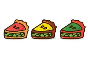 vector vlak illustratie pizza plakjes met verschillend variaties. toppings en smaken icoon, symbool illustratie