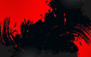 grunge borstel achtergrond in zwart en rood kleuren met halftone effect vector