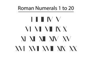 Romeins getallen tabel 1 naar 20 vector icoon getallen eps10 vectoren.