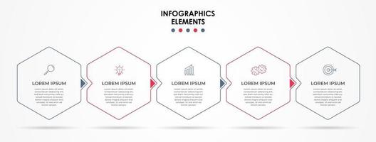 infographic ontwerpsjabloon met pictogrammen en 5 opties of stappen vector
