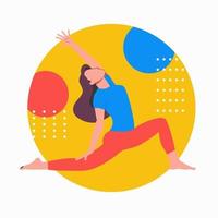 yoga-online. meisjescoach geeft live een les. concept voor yoga vector