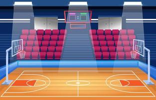 basketbal indoor stadion cartoon achtergrond vector