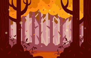 herfst platte bos landschap achtergrond vector