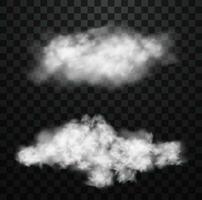 wit realistisch pluizig wolken of mist of rook Aan transparant achtergrond vector