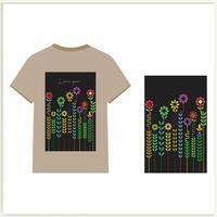 vector t-shirt ontwerp wild bloemen ontwerp elementen bloem kruiden illustratie