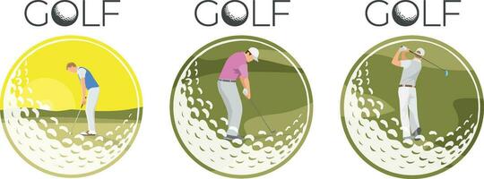 golfspeler actie in golf bal kader. vector illustratie.