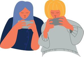 Dames gebruik makend van smartphone vector