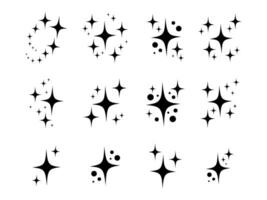 zwart decoratief sparkles set, sprankelend sterren, glimmend knippert van vuurwerk. verzameling origineel sterren vector