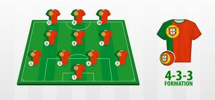 Portugal nationaal Amerikaans voetbal team vorming Aan Amerikaans voetbal veld. vector