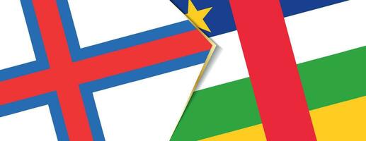 Faeröer eilanden en centraal Afrikaanse republiek vlaggen, twee vector vlaggen.