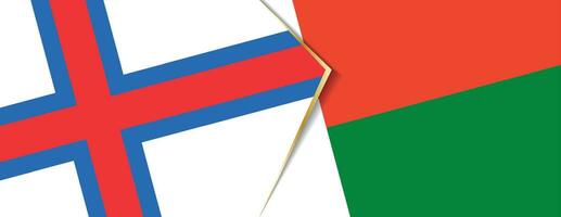 Faeröer eilanden en Madagascar vlaggen, twee vector vlaggen.