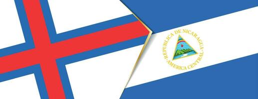 Faeröer eilanden en Nicaragua vlaggen, twee vector vlaggen.