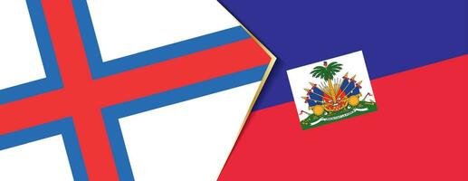 Faeröer eilanden en Haïti vlaggen, twee vector vlaggen.