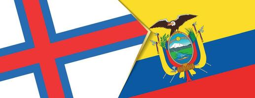 Faeröer eilanden en Ecuador vlaggen, twee vector vlaggen.