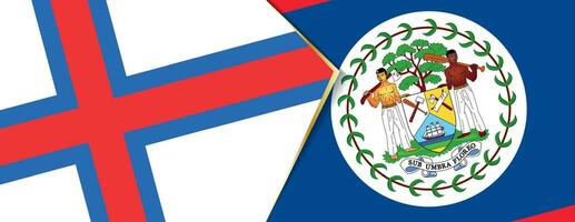 Faeröer eilanden en Belize vlaggen, twee vector vlaggen.
