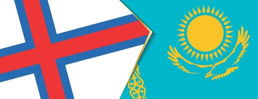 Faeröer eilanden en Kazachstan vlaggen, twee vector vlaggen.