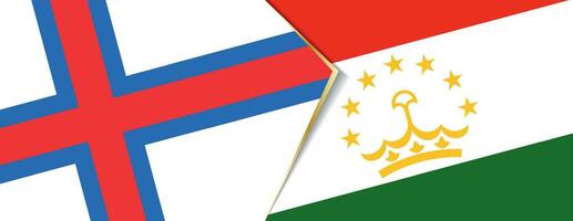 Faeröer eilanden en Tadzjikistan vlaggen, twee vector vlaggen.
