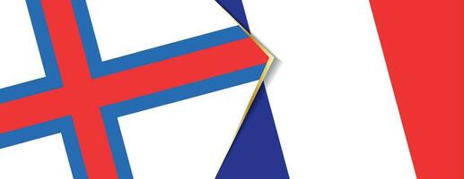 Faeröer eilanden en Frankrijk vlaggen, twee vector vlaggen.