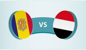 Andorra versus Jemen, team sport- wedstrijd concept. vector