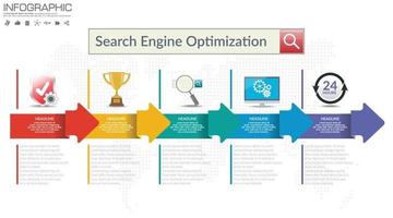 seo infographic concept met vijf delen vector