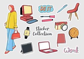 kleurrijke handgetekende stickerscollectie vector