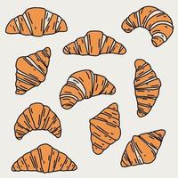 doodle uit de vrije hand schets tekening van croissant brood. vector