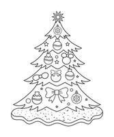 Kerstmis ornamenten reeks met ballen, sneeuwvlokken, hoeden, ster, Kerstmis boom, oranje, sok, geschenk, drinken en slingers. vector