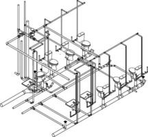3d illustratie van gebouw leidingen vector