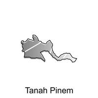 tanah pinem stad kaart van noorden Sumatra provincie nationaal grenzen, belangrijk steden, wereld kaart land vector illustratie ontwerp sjabloon