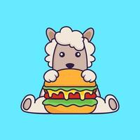 schattige schapen die hamburger eten. vector