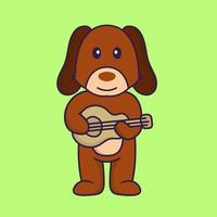 schattige hond die gitaar speelt. vector
