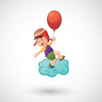 illustratie van geïsoleerde kindjongen met balloon vector