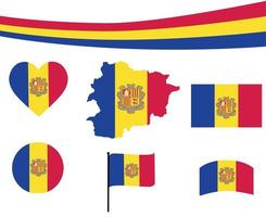 andorra vlag kaart lint en hart iconen vector illustratie abstract