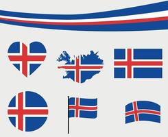 ijsland vlag kaart lint en hart iconen vector illustratie abstract