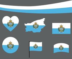 San Marino vlag kaart lint en hart iconen vector abstract