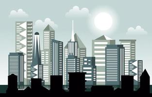 dag zon moderne stad wolkenkrabber gebouw stadsgezicht skyline illustratie vector