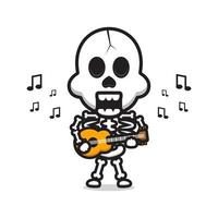 schedel gitaar spelen cartoon pictogram vectorillustratie vector