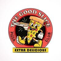 pizza brengt voedsel. geschikt voor logo's, mascottes, t-shirts, stickers en posters vector