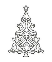 Kerstmis ornamenten reeks met ballen, sneeuwvlokken, hoeden, ster, Kerstmis boom, oranje, sok, geschenk, drinken en slingers. vector