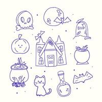 reeks van halloween element tekening illustratie. halloween hand getekend verzameling vector