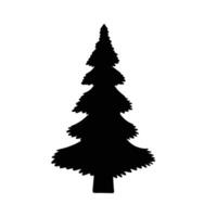 pijnboom boom silhouet. hand- getrokken Spar boom silhouet geïsoleerd Aan wit achtergrond. Kerstmis decor silhouet. vector illustratie.