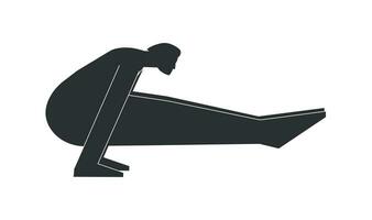 vector geïsoleerd illustratie met vlak zwart silhouet van vrouw persoon aan het doen finesse. atletisch vrouw leert yoga houding - glimworm houding. sportief oefening - tittibhasana